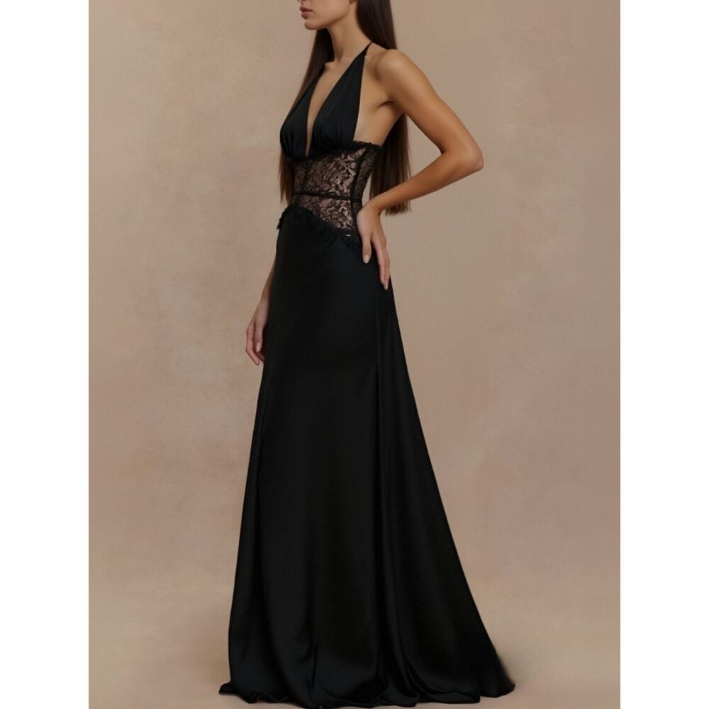 Halter Neck Lace Trimmed Maxi Dress - Picture 10 of 15